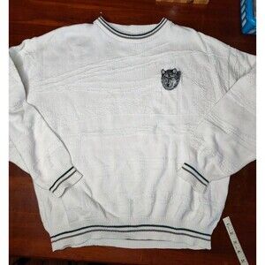 Vintage Northwest Territory Textured Sweater Size Xl White Cotton Wolf Nature
